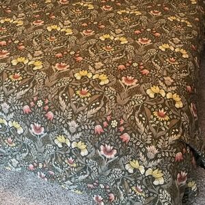 Ikea Karrdunort Duvet Cover Twin Size Green Botanical Floral Snap Closure 61x82